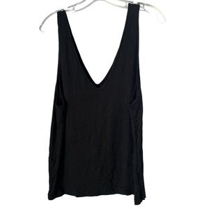 NWT NUX Black Short Sleeve Deep V Top